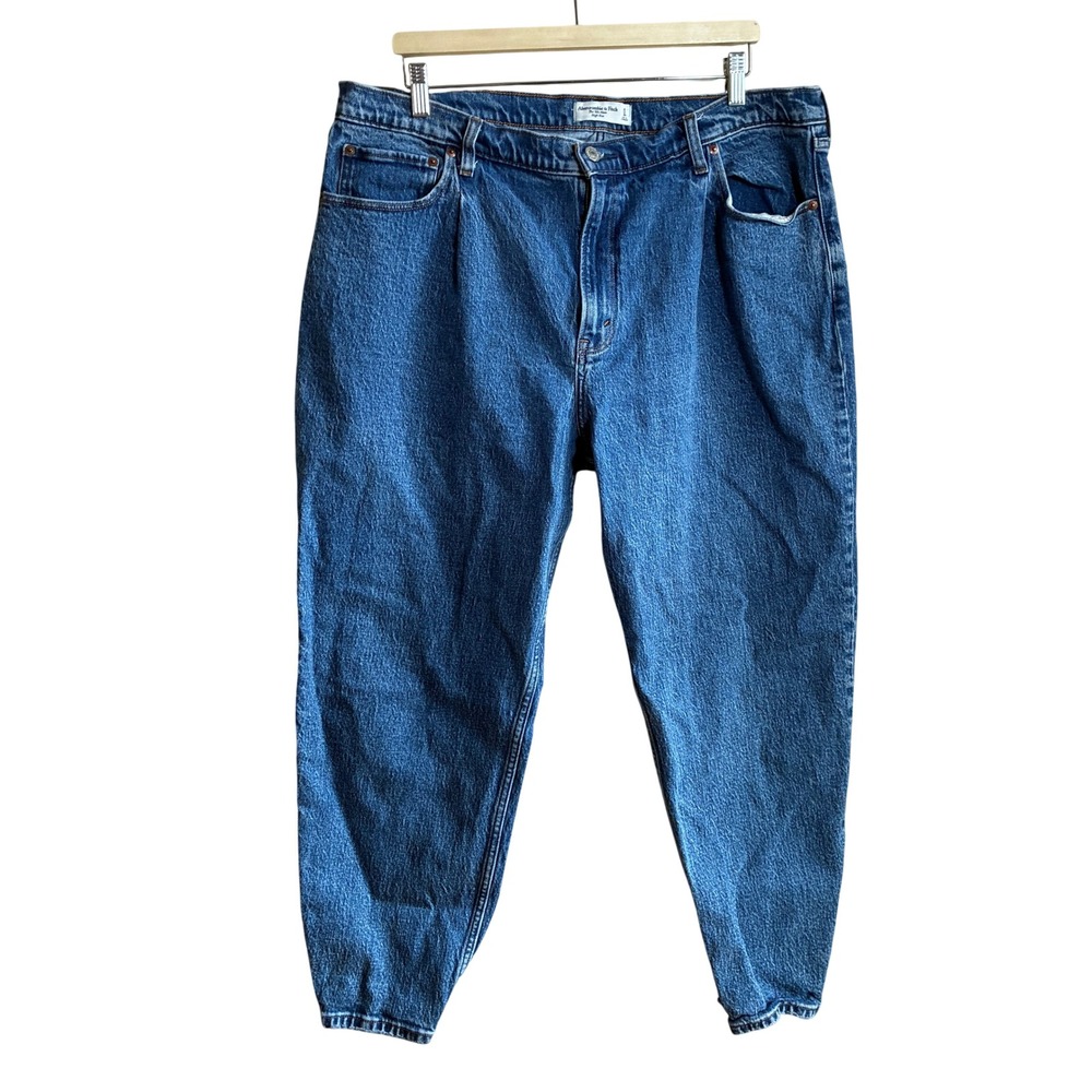 Abercrombie & Fitch The 80s Mom High Rise Jeans 34 18R Blue Women Pleated Front